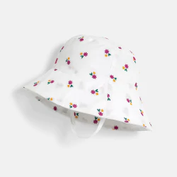 Baby girl's white floral sun hat