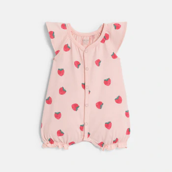 Baby girl's pink strawberry print playsuit