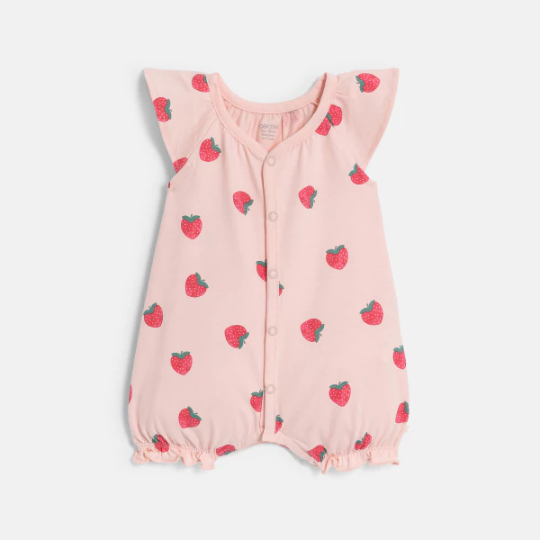 Baby girl's pink strawberry playsuit