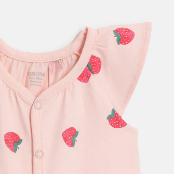 Baby girl's pink strawberry playsuit