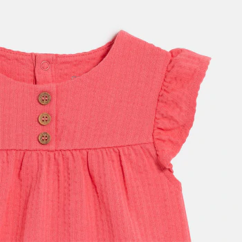 Baby girl's pink cotton seersucker blouse