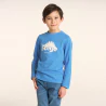 Boy's blue dinosaur motif T-shirt with long sleeves