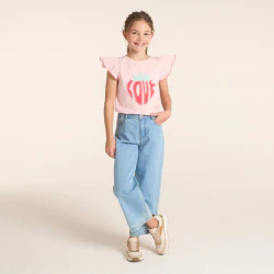 Girl's pink short-sleeve...