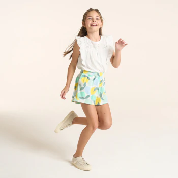 Girl's lemon-print loose-fitting shorts