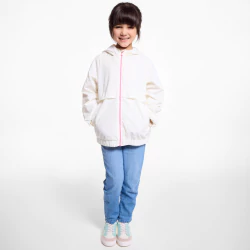 Girl's ecru hooded windbreaker