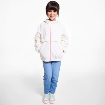 Girl's ecru hooded windbreaker