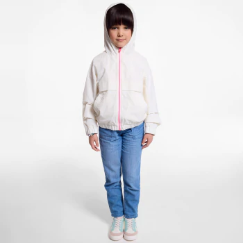 Girl's ecru hooded windbreaker