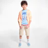 Boy's plain beige canvas Bermuda shorts