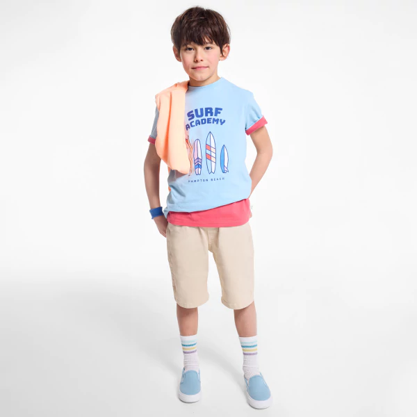 Boy's blue surf motif T-shirt