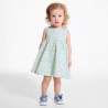 Baby girl's embossed floral pinafore dress and yellow bloomers