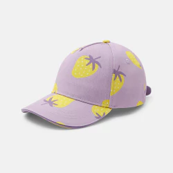 Girl's mauve strawberry motif cap