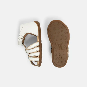 Baby girl's white first leather sandals