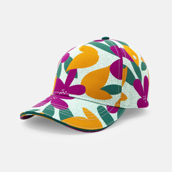 Girl's multicoloured floral motif cap