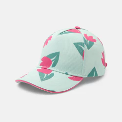 Girl's green tulip motif cap