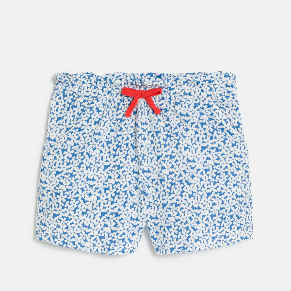 Girl's blue jersey floral print shorts