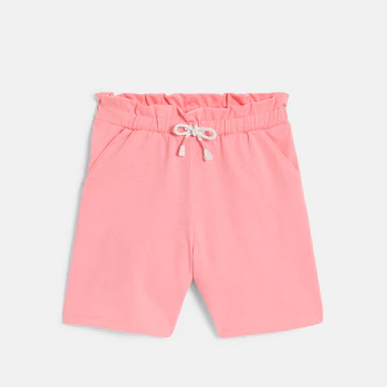 Girl's plain pink jersey Bermuda shorts