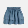 Girls blue denim short skirt with ruffles