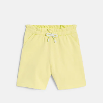 Girl's plain yellow jersey Bermuda shorts