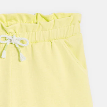 Girl's plain yellow jersey Bermuda shorts