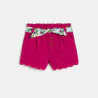 Baby girl's pink printed scalloped shorts with a belt