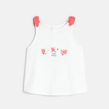 Baby girl's pink butterfly bow vest top