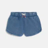 Girls blue distressed brushed cotton shorts