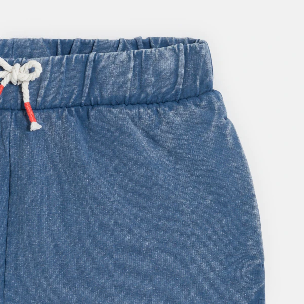 Girls blue distressed brushed cotton shorts