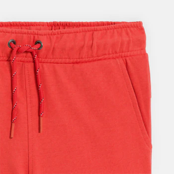 Boy's orange cargo Bermuda shorts in brushed cotton