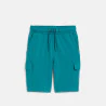 Boy's blue cargo Bermuda shorts in brushed cotton