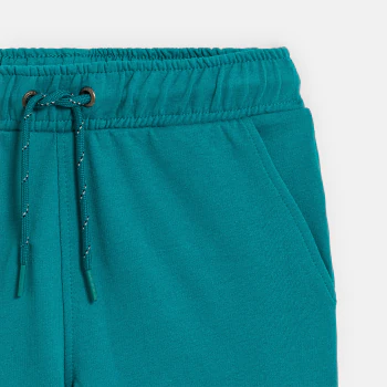 Boy's blue cargo Bermuda shorts in brushed cotton