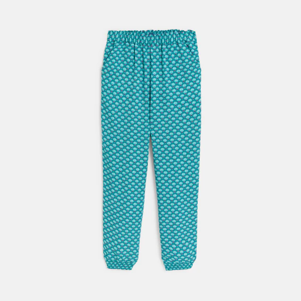 Girls blue printed wide leg trousers.