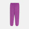 Girls purple printed wide leg trousers.