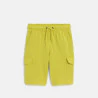 Boy's yellow cargo Bermuda shorts in brushed cotton