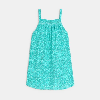 Girl's blue floral motif strappy dress