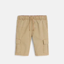 Boy's beige canvas cargo shorts