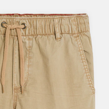 Boy's beige canvas cargo shorts