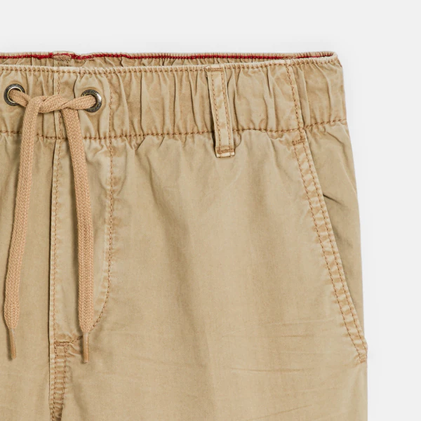 Boy's beige canvas cargo shorts