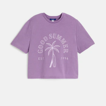 Girl's mauve slogan T-shirt