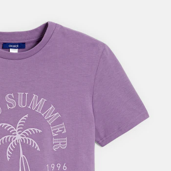 Girl's mauve slogan T-shirt