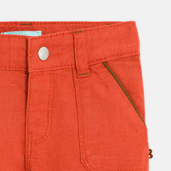 Baby boy's red linen-look straight-cut cotton shorts