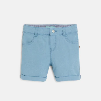 Baby boy's blue patterned cotton Bermuda shorts