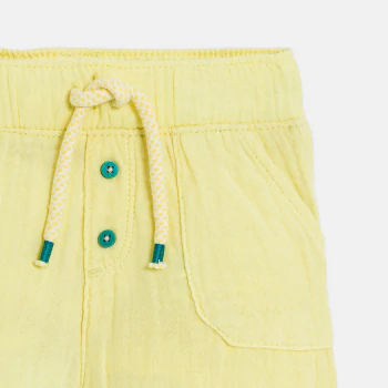 Baby boy's lightweight yellow crinkle cotton shorts