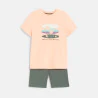 Boy's peach-coloured soft jersey 2-piece pyjamas