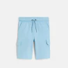 Boy's blue cargo Bermuda shorts in brushed cotton