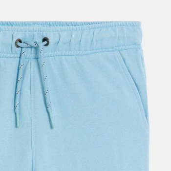 Boy's blue cargo Bermuda shorts in brushed cotton