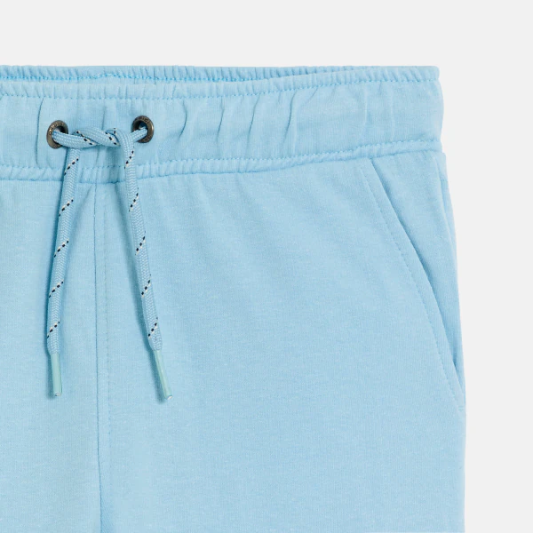 Boy's blue cargo Bermuda shorts in brushed cotton