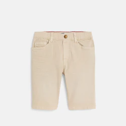 Boy's plain beige canvas Bermuda shorts