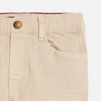 Boy's plain beige canvas Bermuda shorts