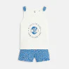 Girl's white and blue fish motif pyjama short set