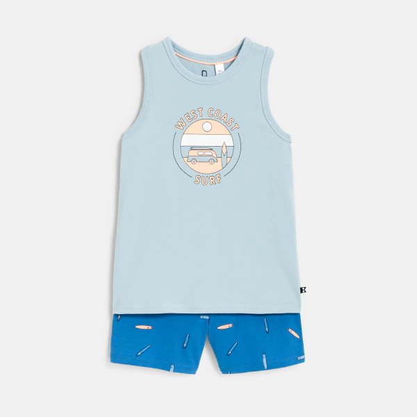 Boy's short blue soft jersey pyjamas